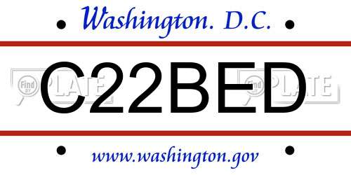 C22BED District Of Columbia License Plate