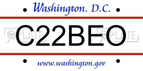 C22BEO District Of Columbia License Plate