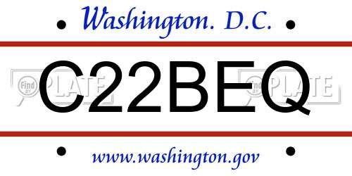 C22BEQ District Of Columbia License Plate