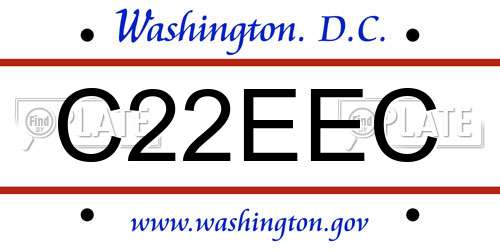 C22EEC District Of Columbia License Plate