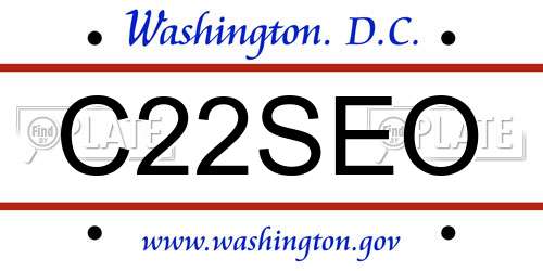 C22SEO District Of Columbia License Plate