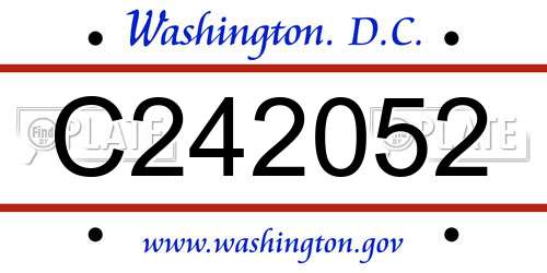 C242052 District Of Columbia License Plate