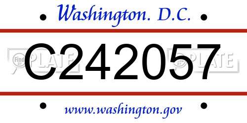 C242057 District Of Columbia License Plate