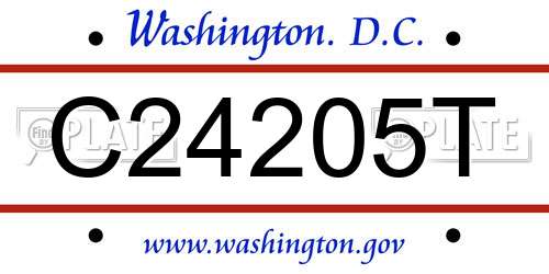 C24205T District Of Columbia License Plate