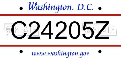 C24205Z District Of Columbia License Plate
