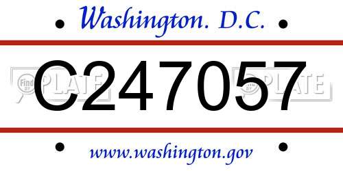 C247057 District Of Columbia License Plate