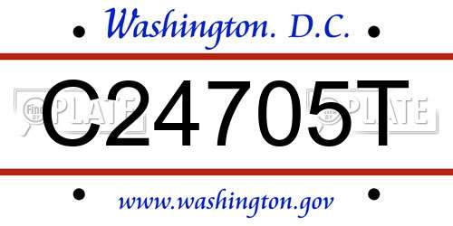 C24705T District Of Columbia License Plate