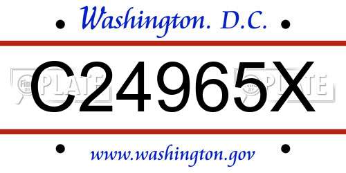 C24965X District Of Columbia License Plate