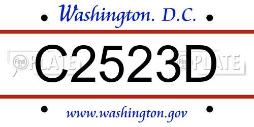 C2523D District Of Columbia License Plate