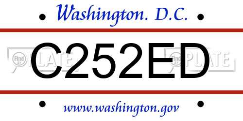 C252ED District Of Columbia License Plate