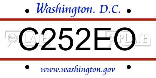 C252EO District Of Columbia License Plate