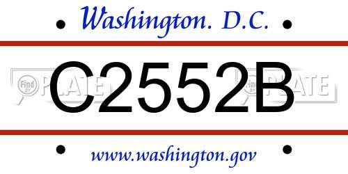 C2552B District Of Columbia License Plate