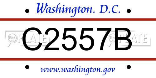 C2557B District Of Columbia License Plate