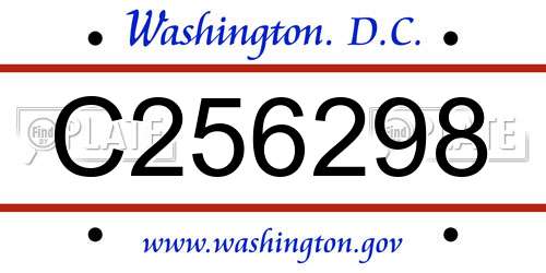 C256298 District Of Columbia License Plate