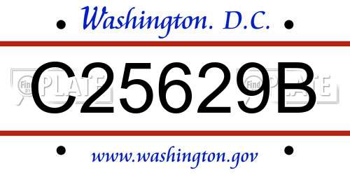 C25629B District Of Columbia License Plate
