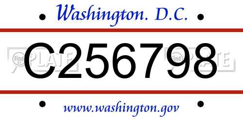 C256798 District Of Columbia License Plate