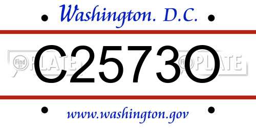 C2573O District Of Columbia License Plate