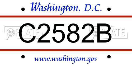 C2582B District Of Columbia License Plate