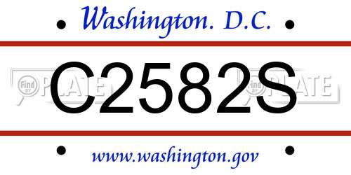 C2582S District Of Columbia License Plate