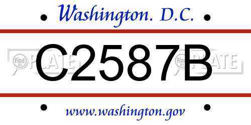 C2587B District Of Columbia License Plate
