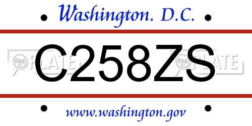 C258ZS District Of Columbia License Plate