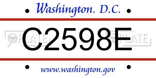 C2598E District Of Columbia License Plate