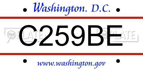 C259BE District Of Columbia License Plate