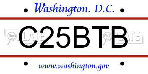 C25BTB District Of Columbia License Plate