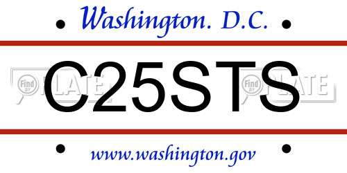 C25STS District Of Columbia License Plate
