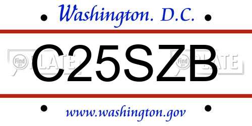 C25SZB District Of Columbia License Plate