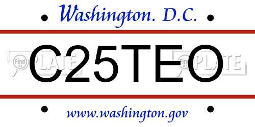 C25TEO District Of Columbia License Plate