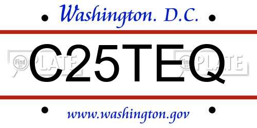 C25TEQ District Of Columbia License Plate