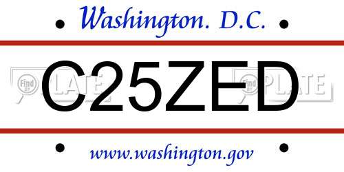 C25ZED District Of Columbia License Plate