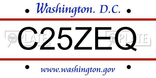C25ZEQ District Of Columbia License Plate