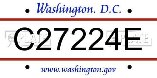 C27224E District Of Columbia License Plate