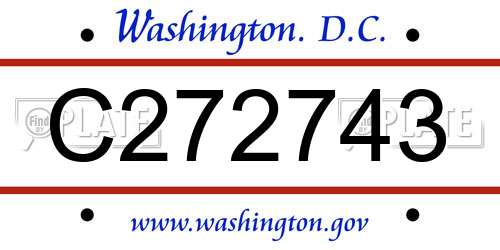 C272743 District Of Columbia License Plate