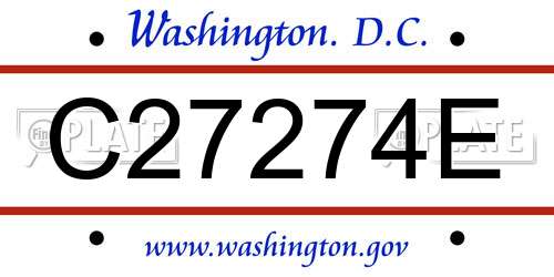 C27274E District Of Columbia License Plate