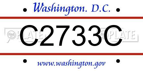 C2733C District Of Columbia License Plate