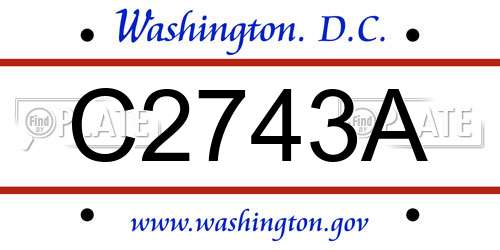 C2743A District Of Columbia License Plate