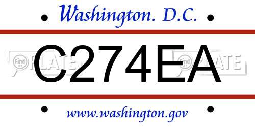 C274EA District Of Columbia License Plate