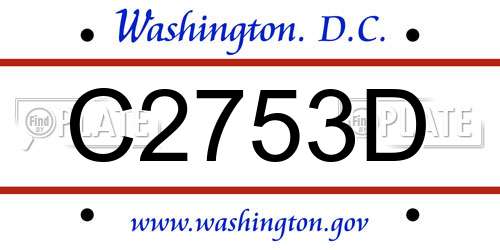 C2753D District Of Columbia License Plate