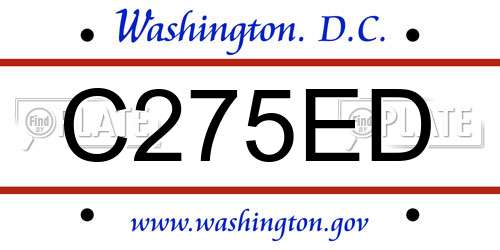 C275ED District Of Columbia License Plate