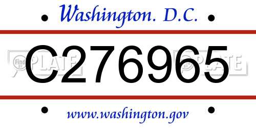 C276965 District Of Columbia License Plate