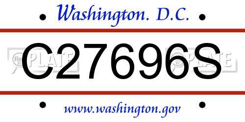 C27696S District Of Columbia License Plate