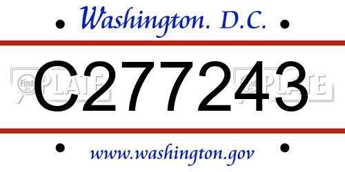 C277243 District Of Columbia License Plate