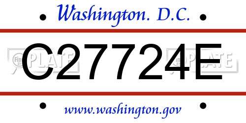 C27724E District Of Columbia License Plate