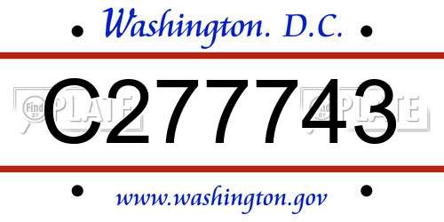 C277743 District Of Columbia License Plate