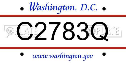 C2783Q District Of Columbia License Plate