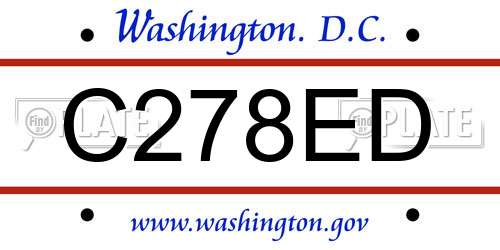 C278ED District Of Columbia License Plate