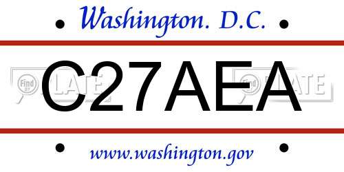 C27AEA District Of Columbia License Plate